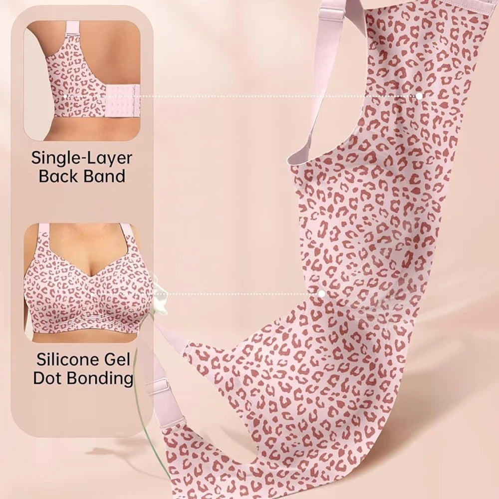 Leopard Print Seamless Push Up Bra