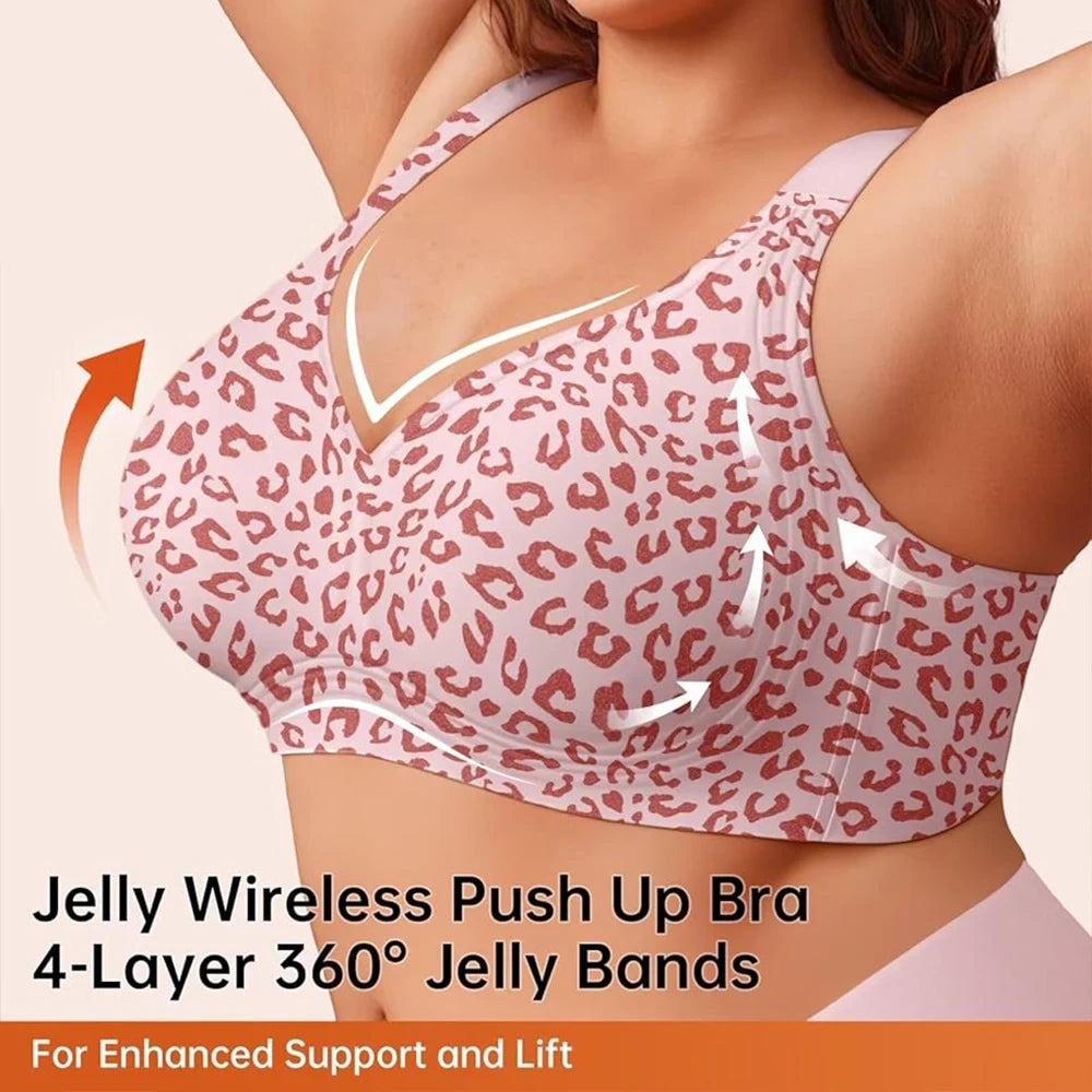 Leopard Print Seamless Push Up Bra
