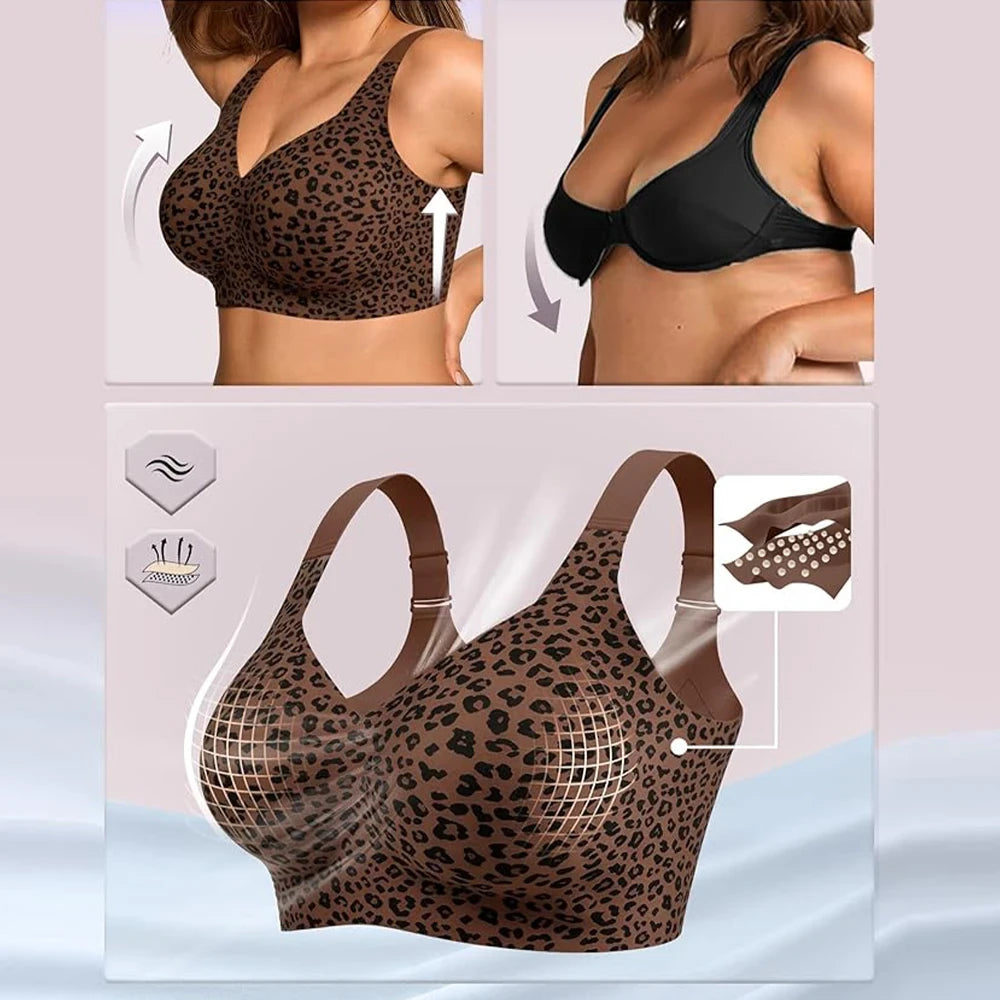 Leopard Print Seamless Push Up Bra