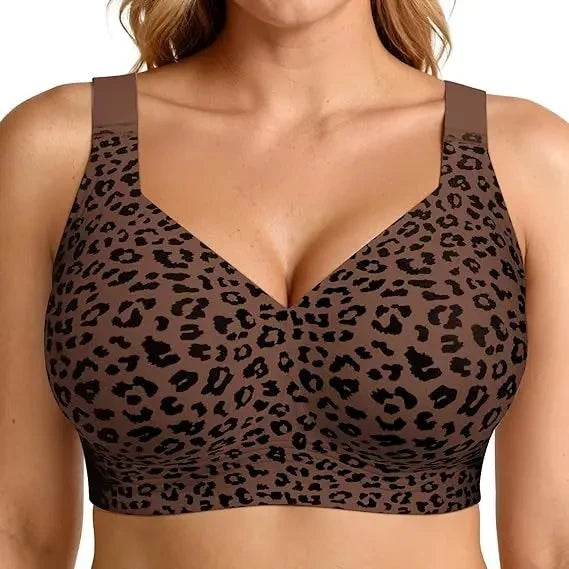Leopard Print Seamless Push Up Bra
