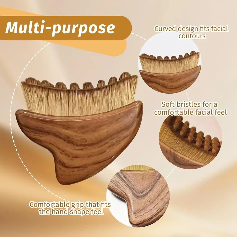 Ergonomic Wooden Facial Contour Brush
