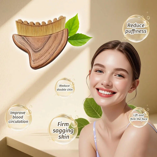 Ergonomic Wooden Facial Contour Brush