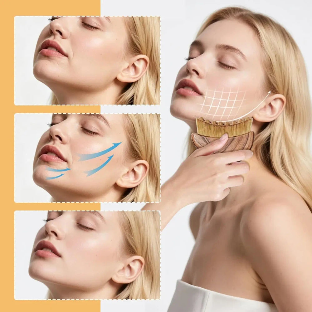 Ergonomic Wooden Facial Contour Brush